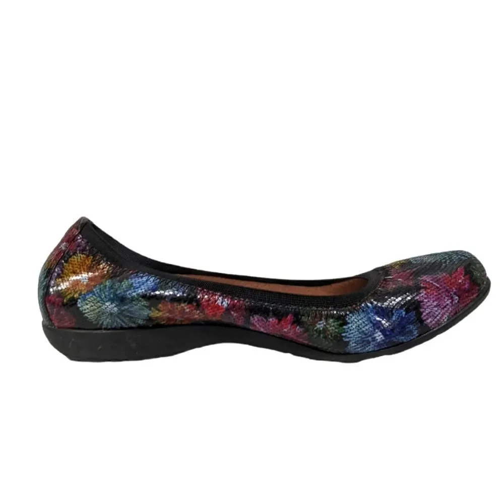 ABEO B.I.O.SYSTEM Tia Neutral Floral Leather Ballet Flats 7 Narrow
